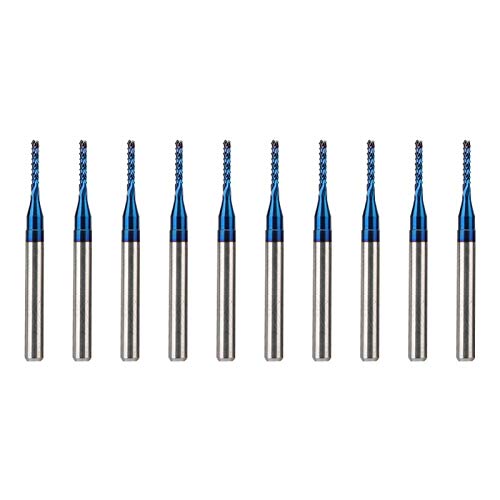 Image of 10Pcs Carbide End Mill Engraving Milling Cutter Blue Corn End Mill Engraving Milling Cutter CNC Router Bits for PCB Machine(1.4mm)