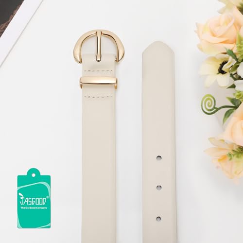 JASGOOD Women Leather Belt Fashion Ladies Waist Belt for Jeans Casual Faux Leather Belt with Gold Buckle3