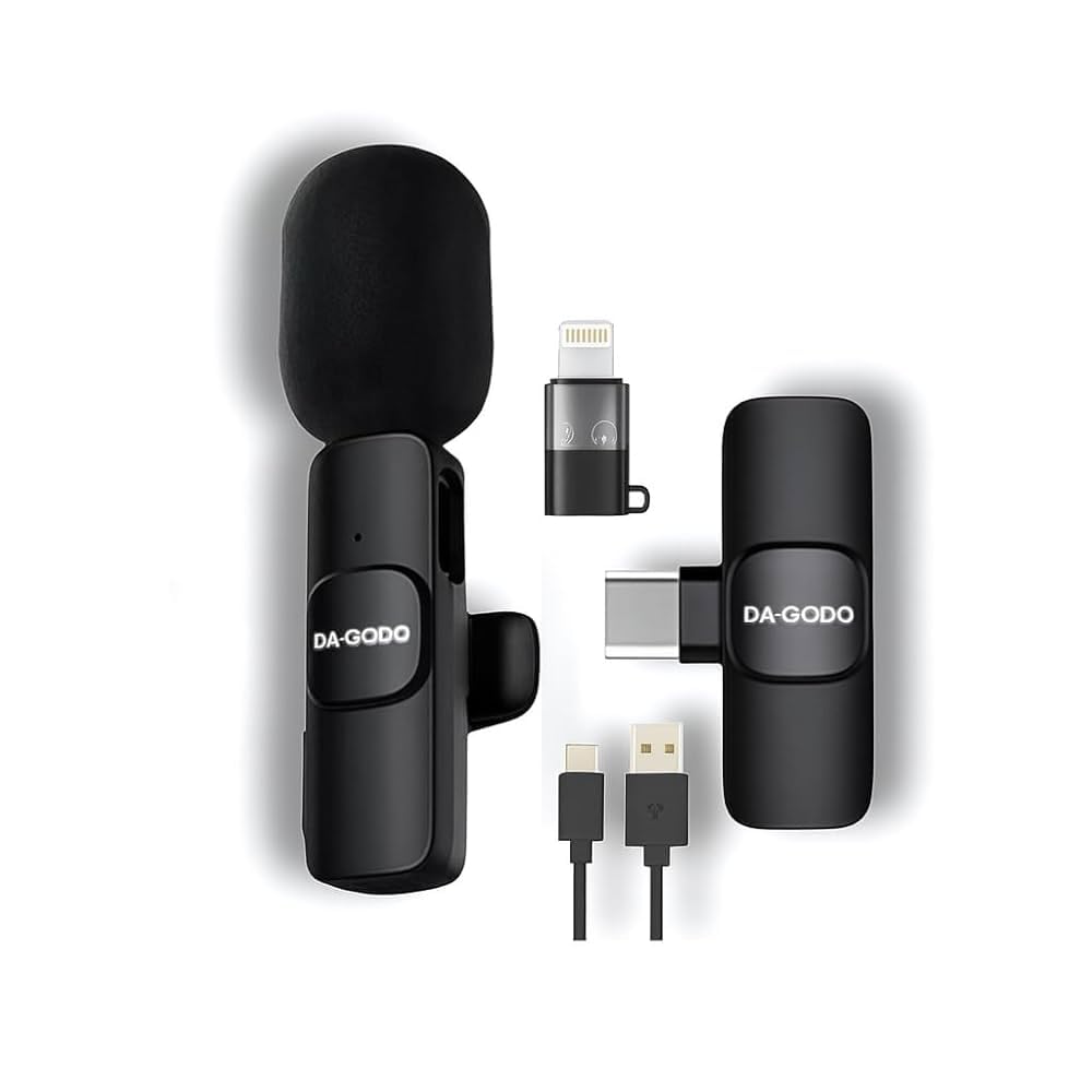 K8 Wireless Microphone 2-in-1 Lavalier Mic with Noise Cancellation | Plug & Play Clip-On Mini Mic for iPhone, Android Type-C, YouTube Vlogging, Interviews, Zoom, Online Classes, Live Streaming