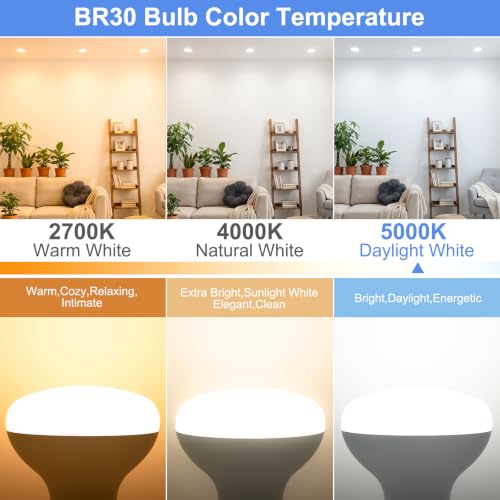BR30 LED Flood Light Bulbs 65W Equivalent Dimmable E26 5000K Daylight - image 3