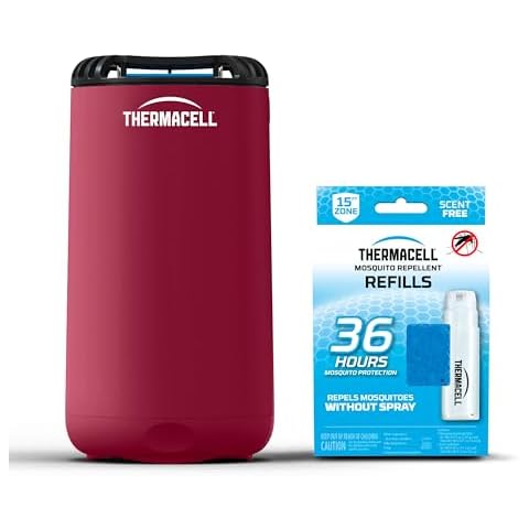 Thermacell Patio Shield Bundle - Mosquito Repeller + 36-Hour Refill Pack; Includes 4 Fuel Cartridges & 12 Repellent Mats for a Total of 48 Hours of Mosquito Repellent for Patio; Bug Spray Alternative Cover