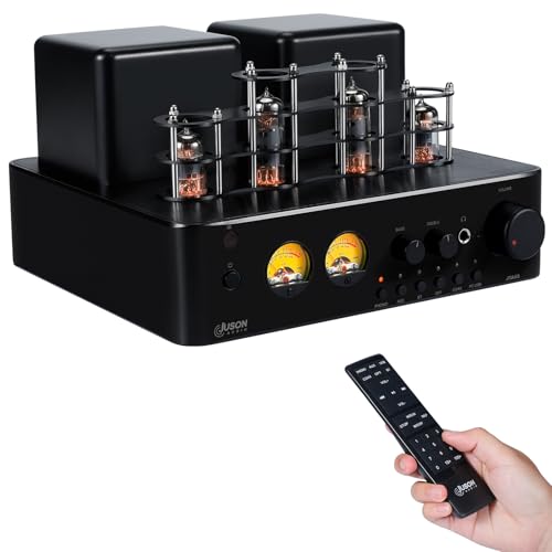 Juson Audio JTA50 Amplificador de som AV Receiver valvulado Hifi Amp de nível básico com BT 5.0,remoto, AUX, COAX, entrada Phono e USB, saída de subwoofer, 2.1 canais para toca-discos (JTA50-BR)