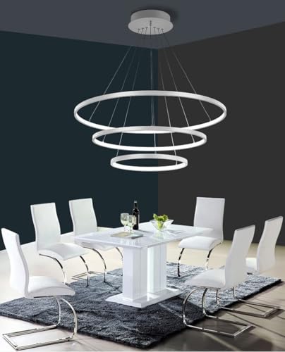 Lustre moderne LED 3 anneaux plafonnier blanc chaud