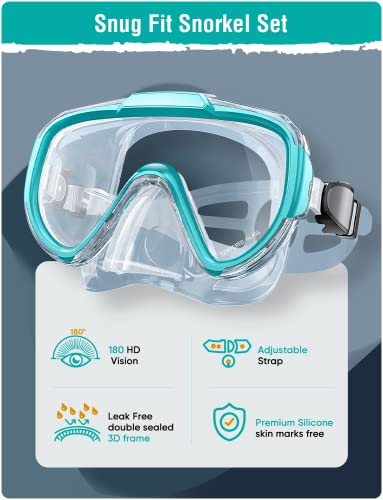 Seovediary Equipo de Snorkel para Adultos, Máscara Antivaho con Tubo Seco miniatura 2