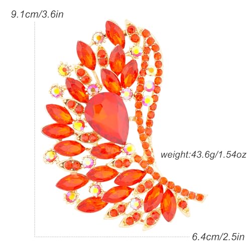 Image of Rhinestone Crystal Big Large Brooch Pin Jewerly Accessory Wing shape Gold Tone