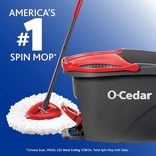O-Cedar EasyWring Microfiber Spin Mop, Bucket Floor Cleaning System, Red, Gray, Standard - Image 3