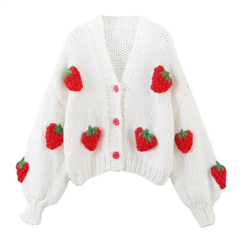 Strickjacke mit Erdbeer-Druck von Gediffwer