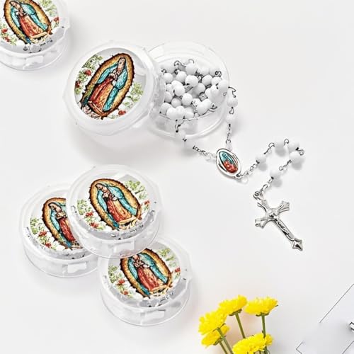 48 Pcs Scented Rosary Necklace Set with Gift Box – Wooden Bead Rosary with Crucifix for Women & Men, First Communion, Baptism, Party Favors3