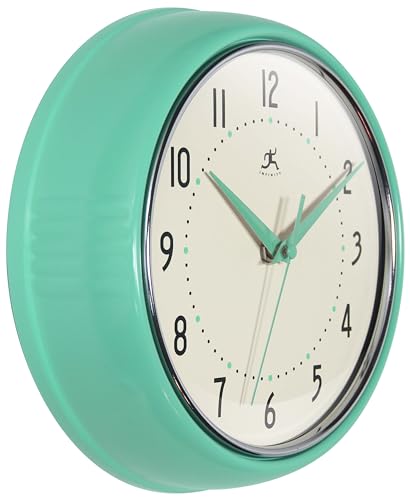 Horloge murale rétro quartz Infinity Instruments menthe 23cm - 4