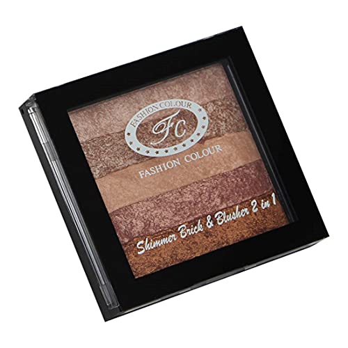 Image of FASHION COLOUR Shimmer Brick and Blusher 2 in 1 | Easy-To-Blend Formula | Weightless | Waterproof | Available in Gorgeous Shades | Multi-Use | Multicolour | 8g | Shade 02