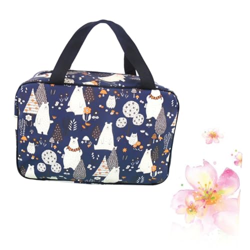 LOORGVEL 防水折りたたみ洗面バッグ 北極熊柄 大容量トイレタリーバッグ 持ち運び便利 シャワートート バス用品収納 レディース必需品