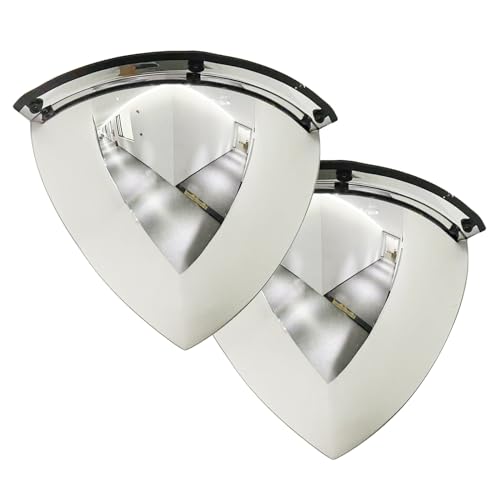 LOPOO 2 Pcs Quarter Dome Acrylic Mirrors, 90 Degree Viewing Angle Convex Corner Mirror, Security and Safety Mirror for Traffic Office Blind Spot (23.6 Inches Dia)