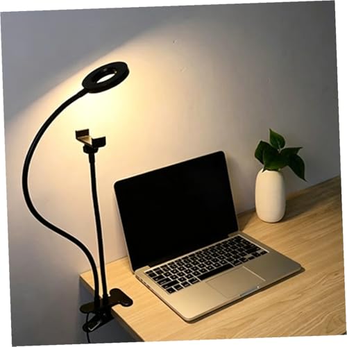 Lampe annulaire LED noire avec support smartphone USB pour photographie
