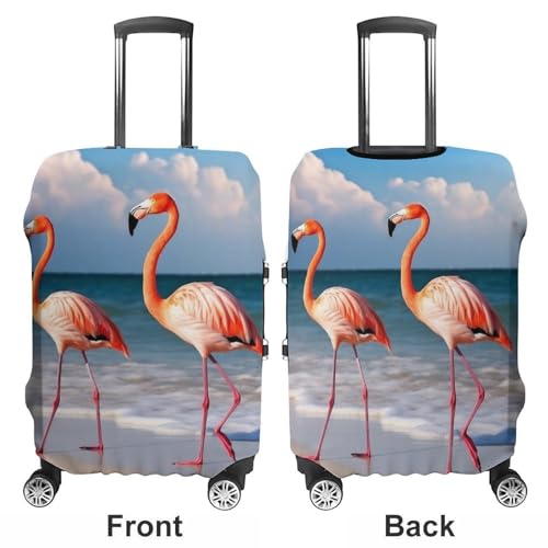 Suitcase Covers for Luggage Washable Luggage Cover Flamingo On The Beach Luggages Wheel Covers Elastic Travel Carry On Suitcase Cover Travel Luggages Protector Sleeve Fit 29-32 Inch S3