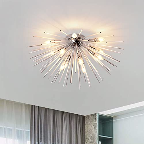 Lustre feu d'artifice moderne 8 lumières en métal chrome 50cm