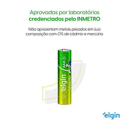 Pilha Alcalina, Elgin, Palito AAA, Blister com 4