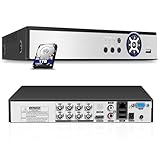 Enregistreur DVR 8 canaux 5 MP H.265+ avec détection humaine AI, 8 canaux hybrides 6 en 1 CCTV DVR pour caméra de surveillance, prend en charge les caméras analogiques et IP 8 canaux, application
