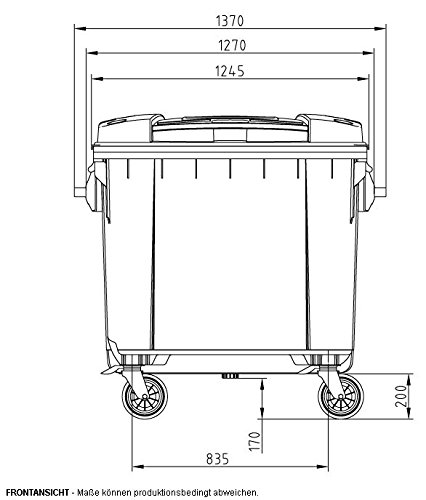 Mülltonne MGB 1100 Liter, 4-Rad-Behälter mit Flachdeckel (Gelb)