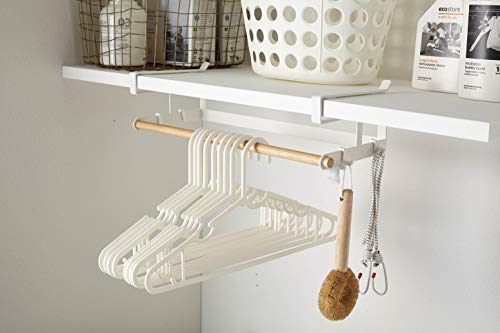 Yamazaki 4124 Home Under-Shelf Hanger Holder-Laundry Hanging Storage Rack Organizer | Steel + Wood | Undershelf Solution, Alloy, White - Image 3