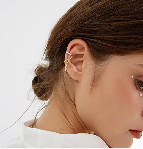 Reffeer Solid 925 Sterling Silver Cuff Earrings Chain for Women Cartilage Wrap Earrings Helix Cuffs2