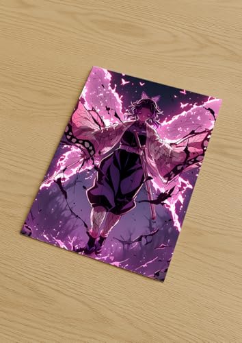 Image of NIJUKA Anime Printed A4 Size Metal sheet Poster For Home And Room Decoration | For Anime Art Fans Boys And Girls (Shinobu Kocho Hashira)
