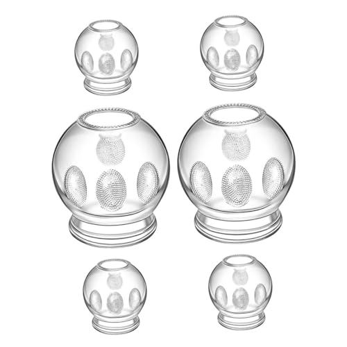 CONGARTENO 6 pièces Kit Ventouses Verre Épaissi pour Massage et Thérapie par Ventouses Stimulation Circulation Sanguine Usage Domestique et Salon de