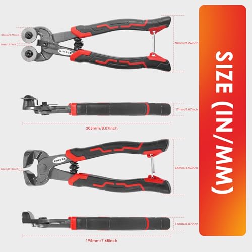 Image of PINOZE 2-Piece Glass Tile Nippers Set - Heavy Duty Wheeled Glass Mosaic Nipper & Hd Ceramic Tile Cutter Pliers with Handle Lock - Shapping Pliers Cutting Tools, Stone, Metal