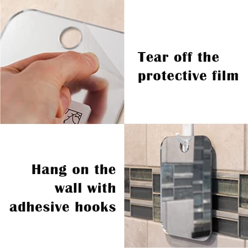 Qebidvl Shatterproof Shower Mirror Fogless For Shaving Unbreakable Fogless Bathroom Shaving Mirror For Men And Women Adhesive Hook-Frameless-Portable-Ideal For Travel Camping Gym 6.7X5.1In #TOP4