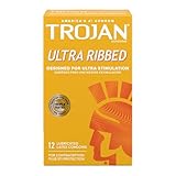 Trojan Stimulations Ultra Ribbed Lubricated Condoms, 12 Count