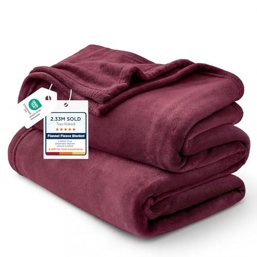 Image of Bedsure GentleSoft Fleece Blankets Queen Size Red - Bed Blanket Soft Lightweight Plush Fuzzy Cozy Luxury Microfiber, 90x90 inches