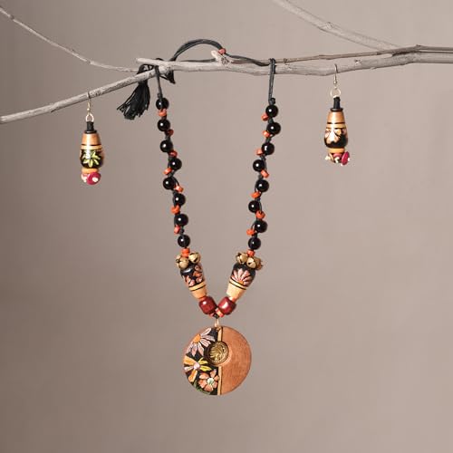 Image of AAKRITI ART CREATIONS Handcrafted Women's Jewelry Set - Ethnic Necklace and Earrings, Fashion Accessories for Special Occasions & Celebrations