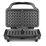 Salter Gofrera Doble – Gofres Belgas y Americanos, Placas Profundas Antiadherentes, Placas Dobles, Control Automático de Temperatura, Mango Frío al Tacto, Diseño Compacto Vertical, 900 W