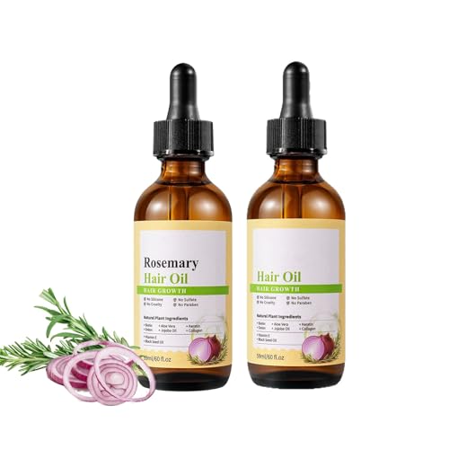 Aceite de cebolla, aceite para el cuidado del cabello, 59 ml de cebolla de romero para cabello Se-Rum (100% libre de química), aceite de cebolla para el cabello, cabello y piel saludables, 100% puro