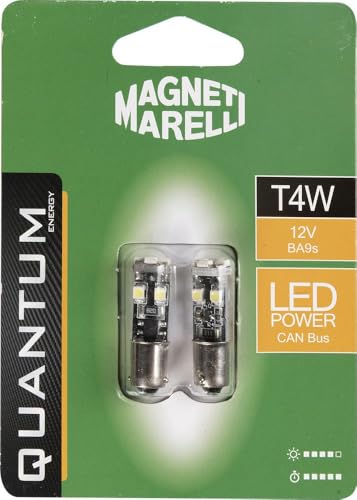 Quantum Energy Par de bombillas LED Magneti Marelli T4W para coche, 8 SMD, 12 V, conexión BA9S