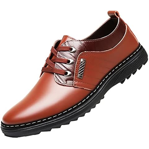 Men's Dress Shoes Leather Brogues Lace-ups Oxford Derby Fomal Office Shoes for Men Brown UK 9 Cover