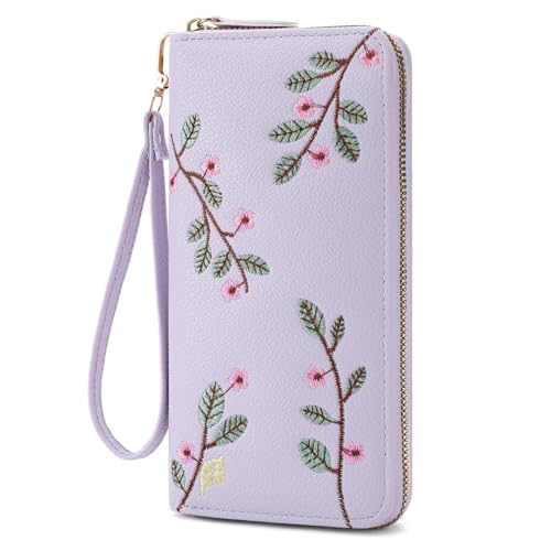 Image of RNIEGA Womens Wallet RFID Blocking Vegan Leather Zipper Around Ladies Wallets Long Clutch Purse with Wristlet