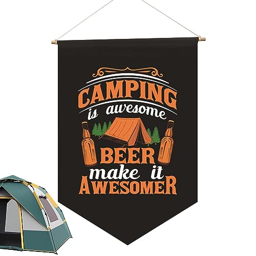 LearnLyrics Bandera de Camping | Bandera al aire libre del patio de camping | Paneles de Bandera portátiles de fuego de Campamento de fuego, Bandera de remolque de viaje para campistas, Camping,