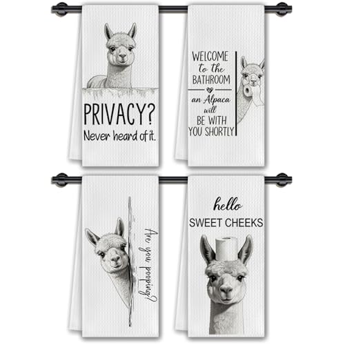 CosxHabitat Funny Alpaca Hand Towels for Bathroom Decor, Llama Gift for Wome Kids, 16x24 Inches Set of 4