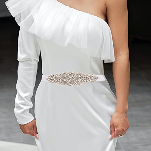 yanstar Rhinestone Bridal Belt Wedding Sash Belt Handmade Crystal Beads Wedding Dress Belt2