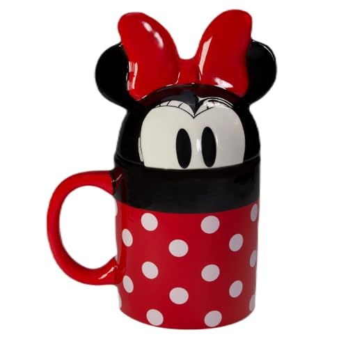 Minnie Mouse Coffee Mug Officially Licensed Ceramic Covered Mug with Mouse Ears Lid Large Cup 17oz with Handle
