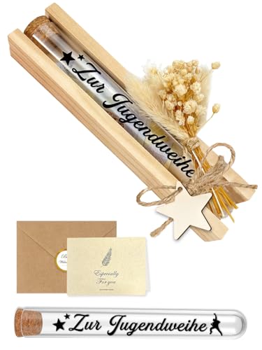 Jugendweihe Geschenke für Mädchen Junge Stilvolle Geldgeschenke Verpackung Geschenkbox mit Trockenblumen & Karte Wunscherfüller Geldgeschenk Tischdeko Jugendweihe Deko