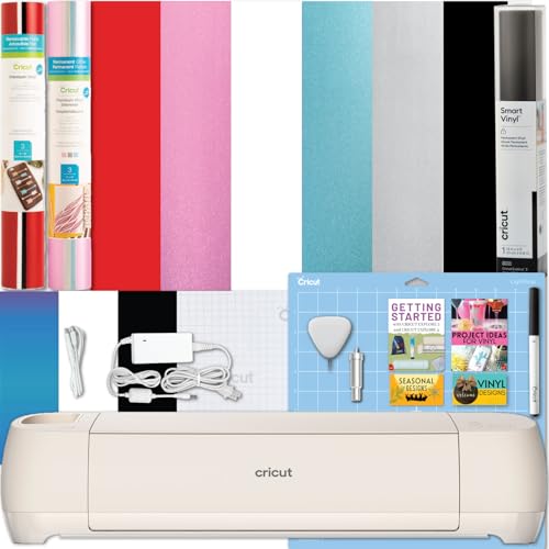 Cricut Explore 4 Machine and Vinyl Pack Bundle- Beginner Craft Cutting Machine with Supplies to Start- Adhesive Vinyl with Cutting Mat and Instructional Digital Guides