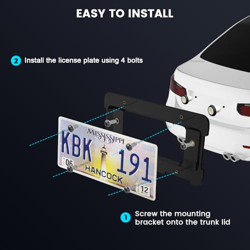 Podestaa Rear License Plate Frame Bracket Holder Mount for 2005-2023 BMW 1/2/ 3/5 / 6/ X Series, 328i 323i 528i M3, 2002-2019 Mini Cooper 51187160607 511882380615 51188238061 Screws