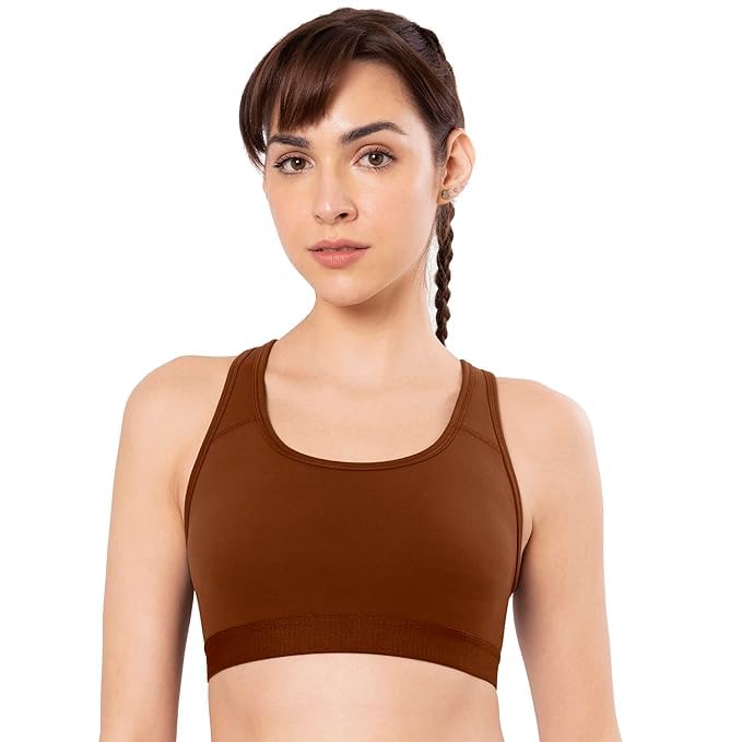 shoppy villa with sv logo Shoppy Villa - Sports Bras for Women | Gym Bras for Women Workout | Yoga, Camisole Bra, Lighty Padded Cup Bra with Full Coverage with Removable Pads | Brown | L-picture-17