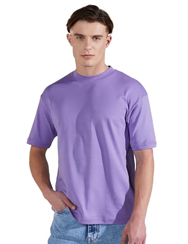 Image of Amazon Brand - Symbol Men's Solid Cotton Oversized Round Neck Tshirt | Half Sleeve | Plain (Available in Plus Sizes)