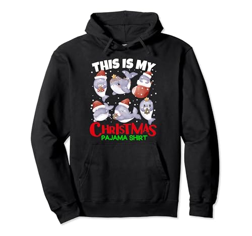 This is my Christmas Pigiama shirt Cute Whales Santa for Kids Felpa con Cappuccio