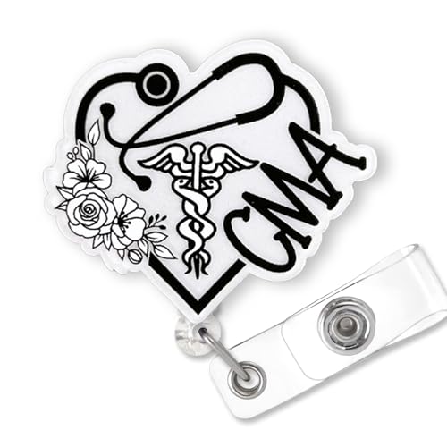 CMA Badge Reel Retractable for Certified Medical Assistant & Medical Worker, Funny CMA Graduation Gifts, MA Badge Reel, Funny Nurse ID Name Badge Holder with Alligator Clip & 24” Durable Nylon Cord