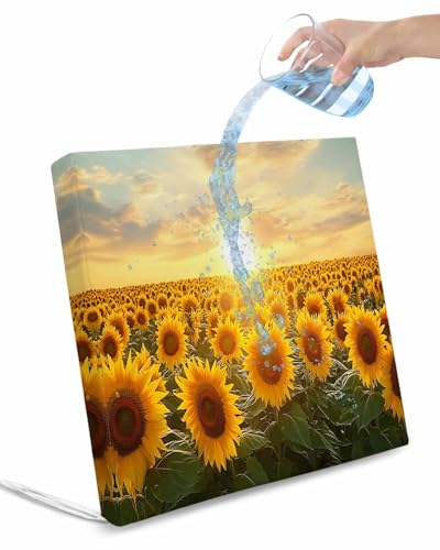 2 Pack Sunflower Field Waterproof Cushion Covers with Ties, Outdoor Patio Chaise Lounge Chair Seat Cushion Slip Covers Replacement(Only Cover) Summer Pastoral Rustic Botanical Flower 24