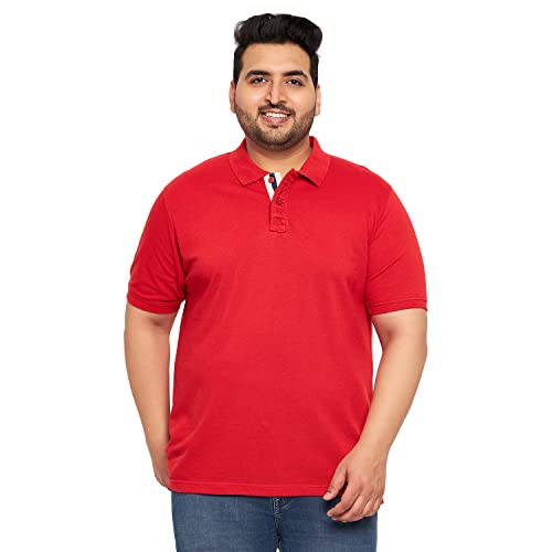 Image of Club York Men Cotton Blend Half Sleeve Polo Neck Solid Plus Size T-Shirt