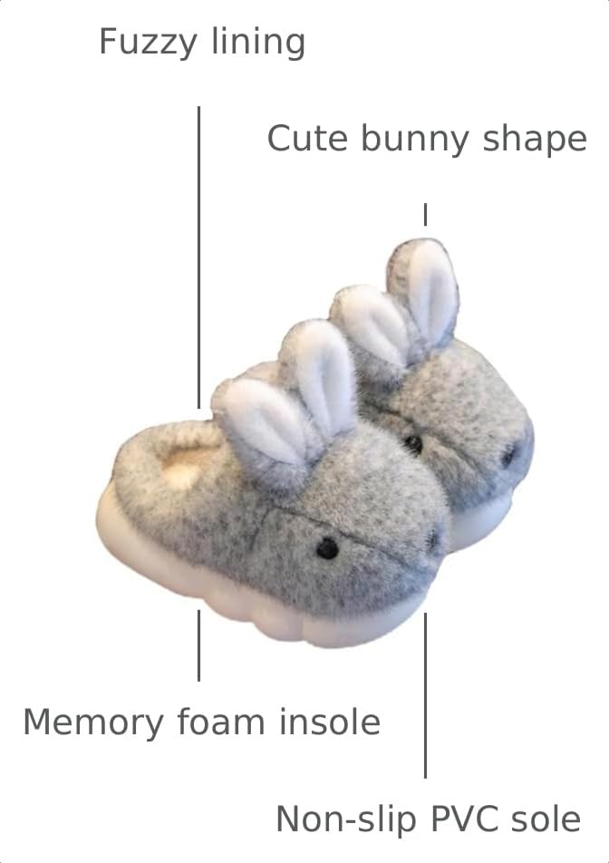Image of Cute Women's Rabbit Slippers - Warm & Plush, Cartoon Design, Perfect for Winter & Indoor /Outdoor Use